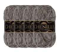 JubileeYarn. Hilo de chenilla, peso peinado, 100 g/madeja, nube, terciopelo gris medio, ovillo para ganchillo y punto, 4 madejas