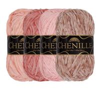 JubileeYarn Hilo de chenilla, peso peinado, 100 g/madeja, tonos de rosa, 4 madejas