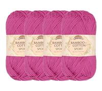 JubileeYarn - Hilo deportivo de algodón de bambú, 50 g/madeja, Vermillion City - 4 madejas