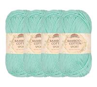 JubileeYarn - Hilo deportivo de algodón de bambú de 4 capas, 50 g/madeja, arrecife del Caribe, 4 madejas