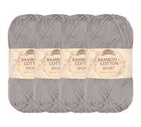 JubileeYarn - Hilo deportivo de algodón de bambú de 4 capas, 50 g/madeja, cielo ahumado, 4 madejas