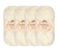 JubileeYarn - Hilo deportivo de algodón de bambú de 4 capas, 50 g/madeja, leche de almendras, 4 madejas