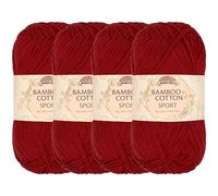 JubileeYarn - Hilo deportivo de algodón de bambú de 4 capas, 50 g/madeja, Merlot, 4 madejas