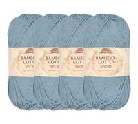 JubileeYarn - Hilo deportivo de algodón de bambú, madeja, 50 g, color azul glaciar desteñido, 4 madejas