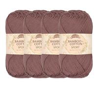JubileeYarn - Hilo deportivo de algodón de bambú, madeja, 50 g, color café moca, 4 madejas
