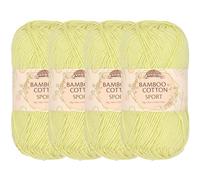 JubileeYarn - Hilo deportivo de algodón de bambú, madeja, 50 g, ponche de huevo, 4 madejas