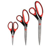 JubileeYarn - Juego de 3 tijeras de titanio con agarre suave para costura, artes, manualidades, oficina, 1 juego de 3, color negro con incrustaciones rojas