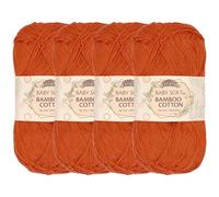 JubileeYarn - Juego de 4 madejas de hilo de bambú suave para bebé, color naranja quemado