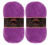 JubileeYarn Mohair Elixir - Ovillo de lana para bebé, 50 g, mezcla de lana para bebé, Dragonfruit Paloma, 2 madejas