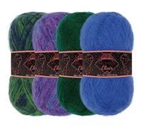 JubileeYarn Mohair Elixir - Ovillo de lana para bebé, 50 g, tonos de azul, 4 madejas