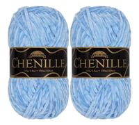 JubileeYarn Ovillo de chenilla, peso peinado, 100 g/madeja, deidad celeste, terciopelo azul claro, ovillo para ganchillo y punto, 2 madejas