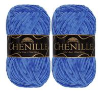 JubileeYarn. Ovillo de chenilla, peso peinado, 100 g/madeja, lapislázuli, terciopelo azul medio, ovillo para ganchillo y punto, 2 madejas