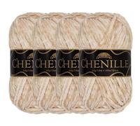 JubileeYarn Ovillo de chenilla, peso peinado, 100 g/madeja, mazapán, crema claro tostado, ovillo para ganchillo y punto, 4 madejas