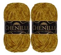 JubileeYarn Ovillo de chenilla, peso peinado, 100 g/madeja, tiramisú, terciopelo amarillo marrón, ovillo para ganchillo y punto, 2 madejas