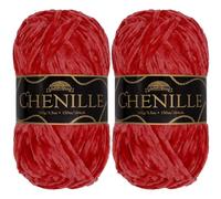 JubileeYarn - Ovillo de felpilla, peso de estambre - 3.53 oz/madeja (2 madejas, 109 rojos)