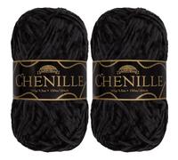 JubileeYarn - Ovillo de felpilla, peso de estambre - 3.53 oz/madeja (2 madejas, obsidiana 199)