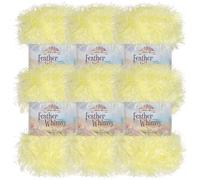 JubileeYarn - Ovillo de hilo de pestañas de plumas, 50 g, madeja de piel de poliéster fina, color amarillo brillante, 6 madejas