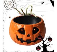Jubilofex Bol de Halloween - Tarro de confitería calabaza, almacenamiento de azúcar con mano esqueleto móvil para fiesta casa porche aula trasero aterrador Halloween