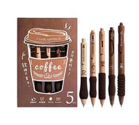 Jubilofex Bolígrafos de gel bonitos - Pack de 5 retráctiles punta 0,5 mm café | Bolígrafos Ergonómicos Bonitos Para Oficina - Para Niños Y Adultos, Escuela, Aula, Oficina, Tomar Apuntes Y Escribir