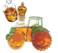 Jubilofex Botella de whisky, contenedor de vidrio de tractor de 300 ml, botella vacía de tequila, decantador de whisky para coche, para vino, vodka, brandy, hogar, oficina, bar, hombres, papá