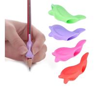 Jubilofex Juego de 5 soportes de agarre para lápices, guía de delfín de silicona, soporte antideslizante suave para bolígrafo para corrección de postura y entrenamiento de escritura para educación en
