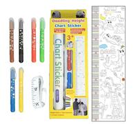 Jubilofex Medición de altura de los niños para pared, gráfico de altura para pared | Adhesivo de medición 'altura garabateo,Adhesivo de crecimiento multifuncional del vivero