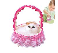 Jubilofex Peluga de gato realista, juguete de peluche realista hecho a mano, juguete de escritorio para muñecas de peluche de gato y realista con cesta colgante