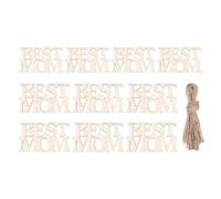 Jubilofex Piezas de madera para el día del padre - 10 piezas de recortes etiquetas de carta, adornos para cartas del día del padre, decoraciones creativas de madera, adornos de papá para el día del