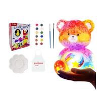 Jubilofex Pinta tu propio juego de luz nocturna de figuras de animales, juegos de pintura para manualidades para niñas | Lámpara de mesa de estatua de oso arte de pintura, kits de pintura artesanales