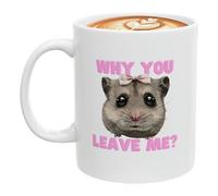 Jubilofex Taza triste para hámster | Taza de cerámica única de 11 oz con hámster triste | Taza de diseño de hámster de Sad Hamster única y divertida que hará reír a todos para mujeres y hombres