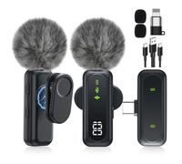 Jubolion Mini micrófono inalámbrico para iPhone - Mini micrófono magnético con pantalla de batería 100%, reducción de ruido, Plug & Play, compatible con iOS/Android - para grabación de video YouTube