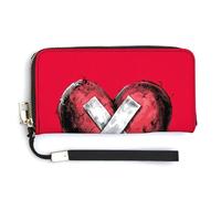 Jubonexis A Red Broken Heart PU Leather Clutch Long Bifold Wallet - Monedero para tarjetas de crédito, tarjetero duradero para almacenamiento de dinero para mujeres y hombres