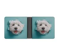 Jubonexis Adorable cartera plegable de piel sintética suave con diseño de perro mirando desde un agujero, monedero, funda para tarjetas de crédito, tarjetero duradero, billetera delgada para hombres y