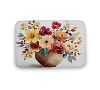 Jubonexis Alfombra de baño con diseño de ramo floral de acuarela en jarrón rústico, alfombra de terciopelo coral extrasuave, rápida absorción de agua, antideslizante, cómoda, 15.7 x 23.6 pulgadas