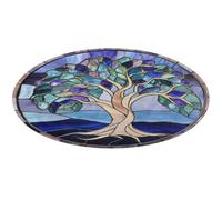 Jubonexis Alfombra redonda grande con diseño de árbol de la vida, diseño de árbol de la vida, color morado y azul, moderna, antideslizante, 90 cm