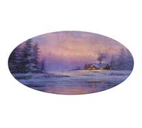 Jubonexis Alfombra redonda grande con diseño de árboles de pinos de bosque y árboles de invierno, alfombra circular antideslizante de 36 pulgadas (90 cm)