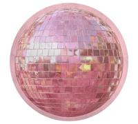 Jubonexis Alfombra redonda grande con diseño de bola de discoteca sobre rosa, alfombra moderna antideslizante circular de 90 cm