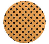 Jubonexis Alfombra redonda grande con diseño de lunares negros sobre amarillo, alfombra circular antideslizante de 90 cm