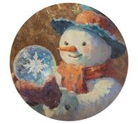 Jubonexis Alfombra redonda grande con diseño de muñeco de nieve con bola de cristal, moderna, antideslizante, 90 cm