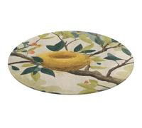 Jubonexis Alfombra redonda grande con diseño de nido tejido que cuelga de la rama de un árbol, moderna, antideslizante, 90 cm