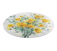 Jubonexis Alfombra redonda grande con diseño de ramo de flores amarillas, alfombra circular antideslizante de 90 cm