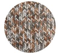 Jubonexis Alfombra redonda grande de trazos entrelazados, color beige, moderna, antideslizante, 90 cm