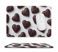 Jubonexis Alfombrilla de mouse blanca con forma de corazones de chocolate con forma de corazón para computadora de oficina pequeña para computadora portátil con base de goma antideslizante