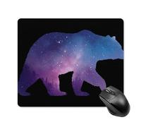 Jubonexis Alfombrilla de mouse con diseño de silueta de oso morado y azul y cielo nocturno, para computadora de oficina, portátil, con base de goma antideslizante, alfombrilla de mouse para juegos