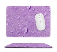 Jubonexis Alfombrilla de mouse con gotas de agua en color morado claro, alfombrilla de mouse para computadora de oficina pequeña para computadora portátil con base de goma antideslizante, alfombrillas