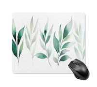 Jubonexis Alfombrilla de mouse de estilo bohemio con hojas verdes salvia y acuarela, alfombrilla de mouse para computadora de oficina pequeña para computadora portátil con base de goma antideslizante