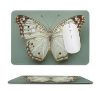 Jubonexis Alfombrilla de ratón de mariposa blanca con puntos marrones, alfombrilla de mouse para computadora de oficina pequeña para computadora portátil con base de goma antideslizante, alfombrilla