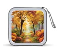 Jubonexis Autumn Forest Path - Estuche portátil para CD o DVD, diseño de hojas amarillas