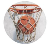 Jubonexis Basketball in The Net - Alfombra redonda grande y moderna, antideslizante, 90 cm