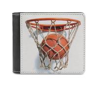 Jubonexis Basketball in The Net - Cartera plegable de piel sintética suave, monedero, funda para tarjetas de crédito, tarjetero duradero, billetera delgada para hombres y mujeres, almacenamiento de